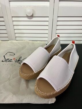 Sea Star White Canvas Espadrille Slide - Women's
